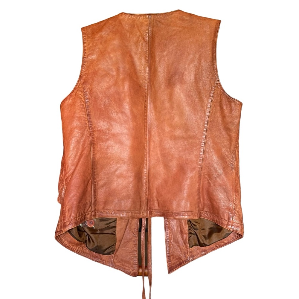 Sundance Rustic Brown Leather Button Front Vest - Picture 5 of 16